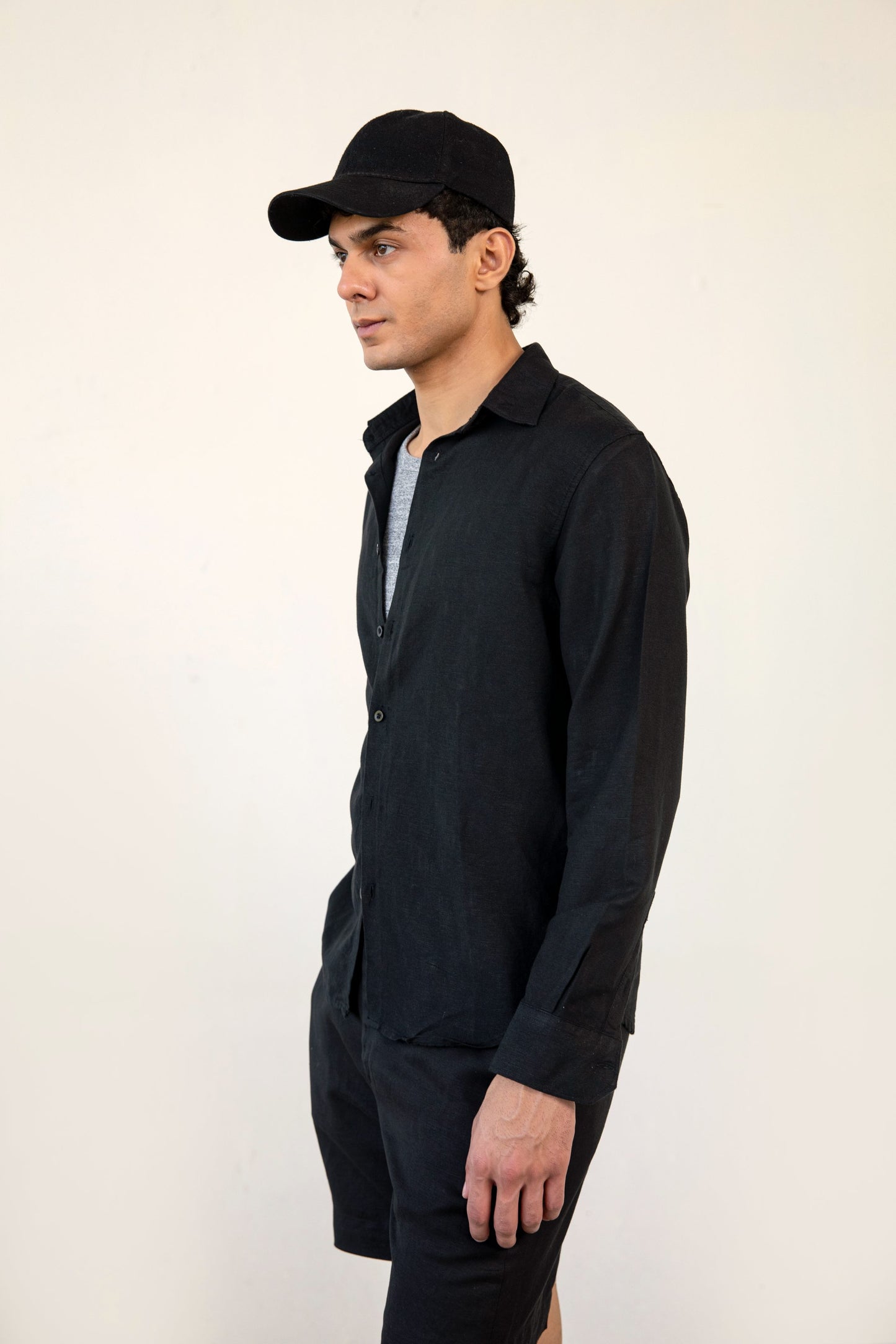Black Classic Linen Shirt