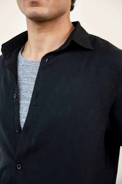 Black Classic Linen Shirt