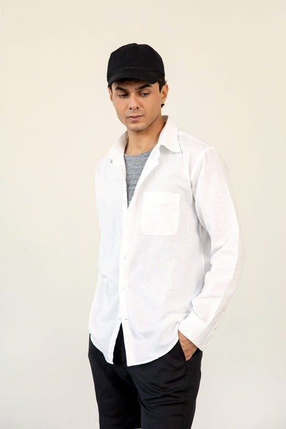 White Classic Linen Shirt