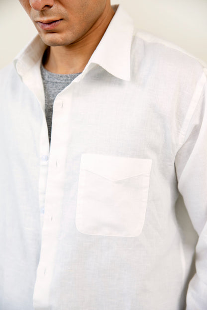 White Classic Linen Shirt