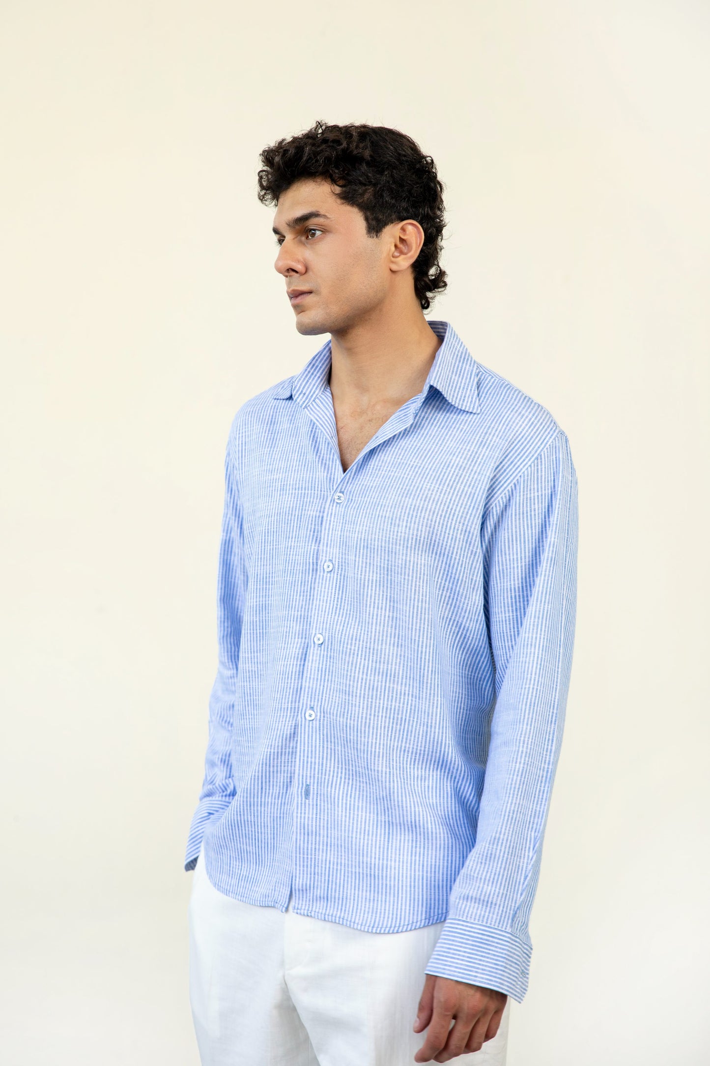 Sky Blue Stripes Linen Shirt