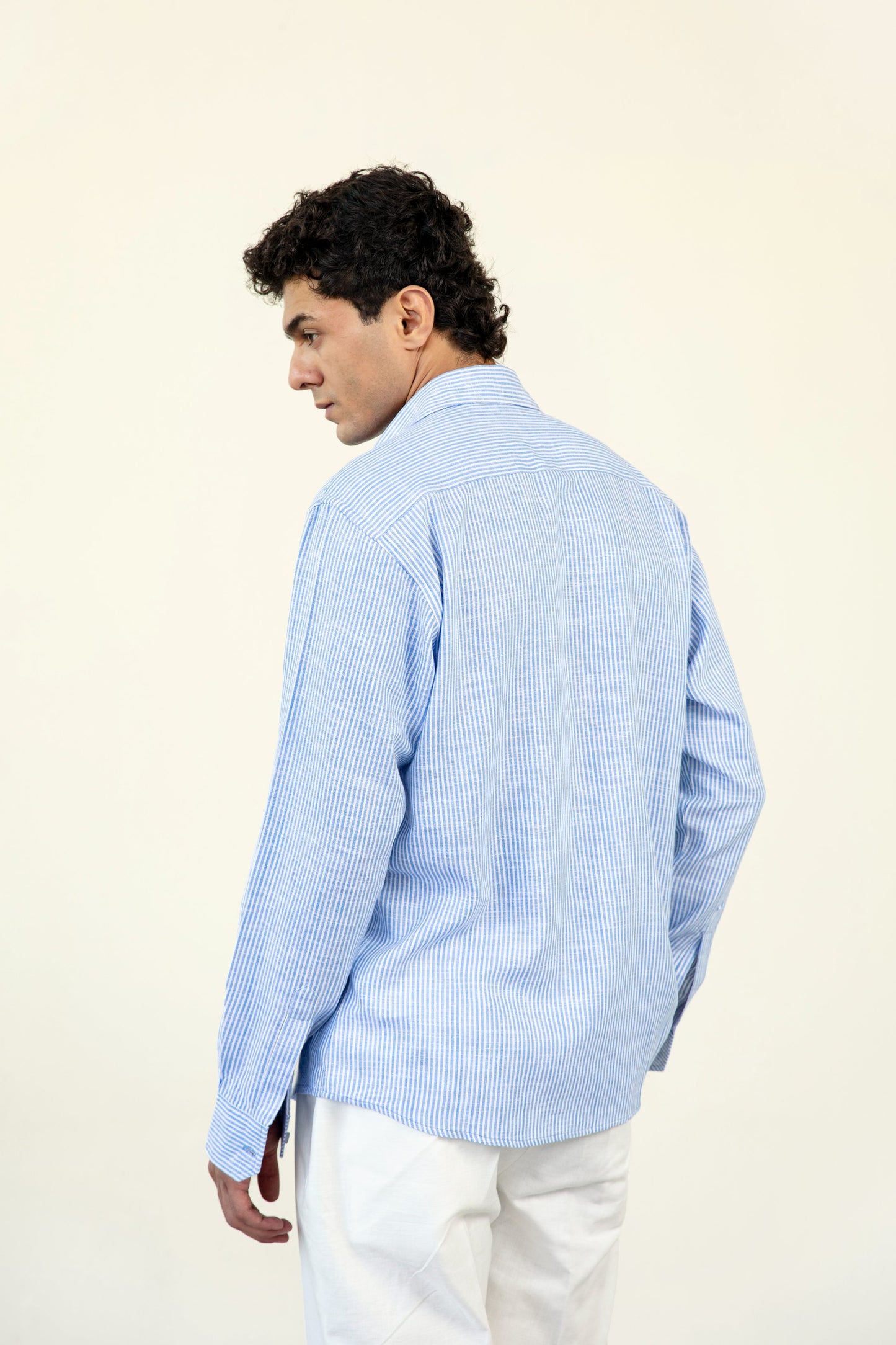 Sky Blue Stripes Linen Shirt