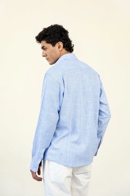 Sky Blue Stripes Linen Shirt