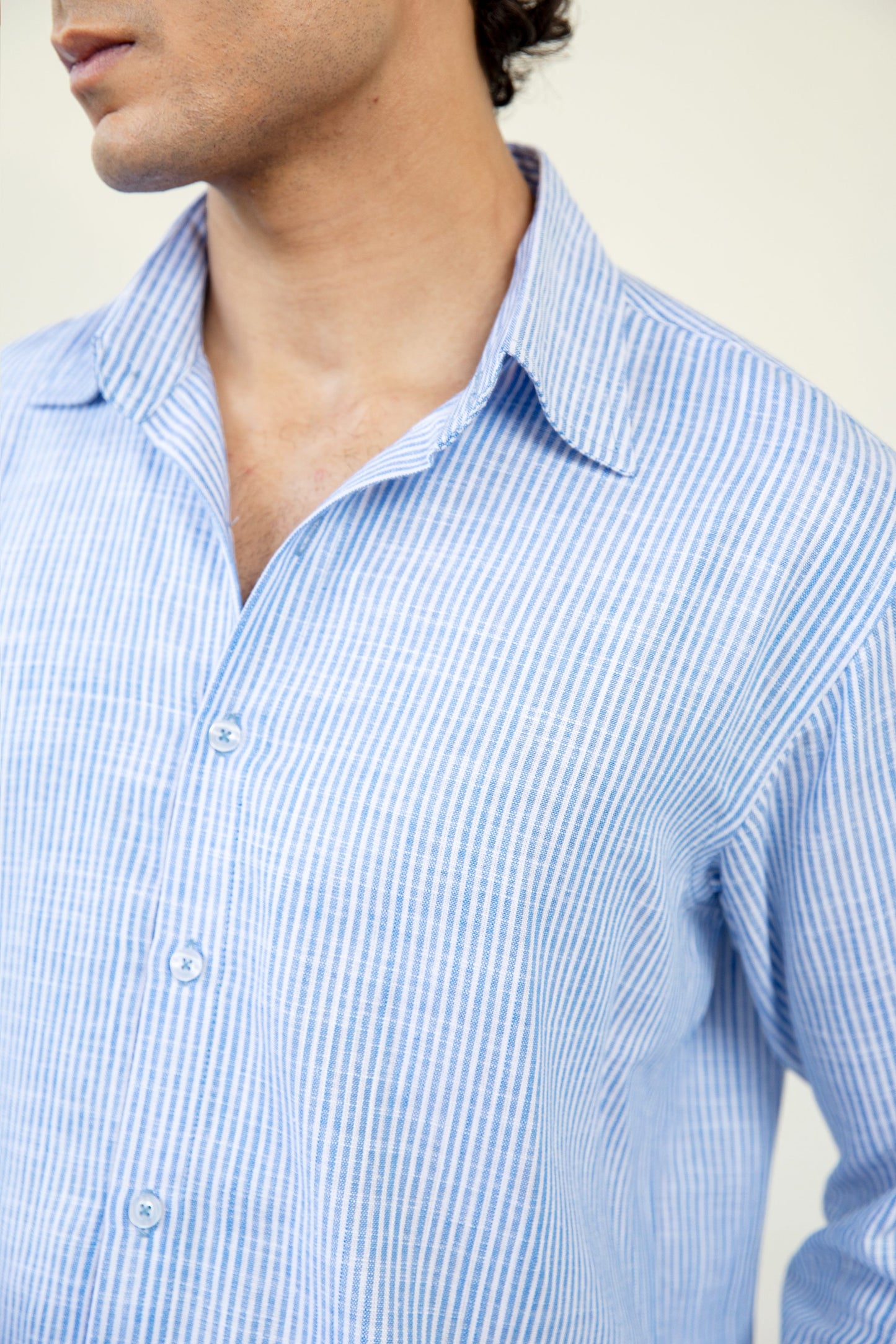 Sky Blue Stripes Linen Shirt