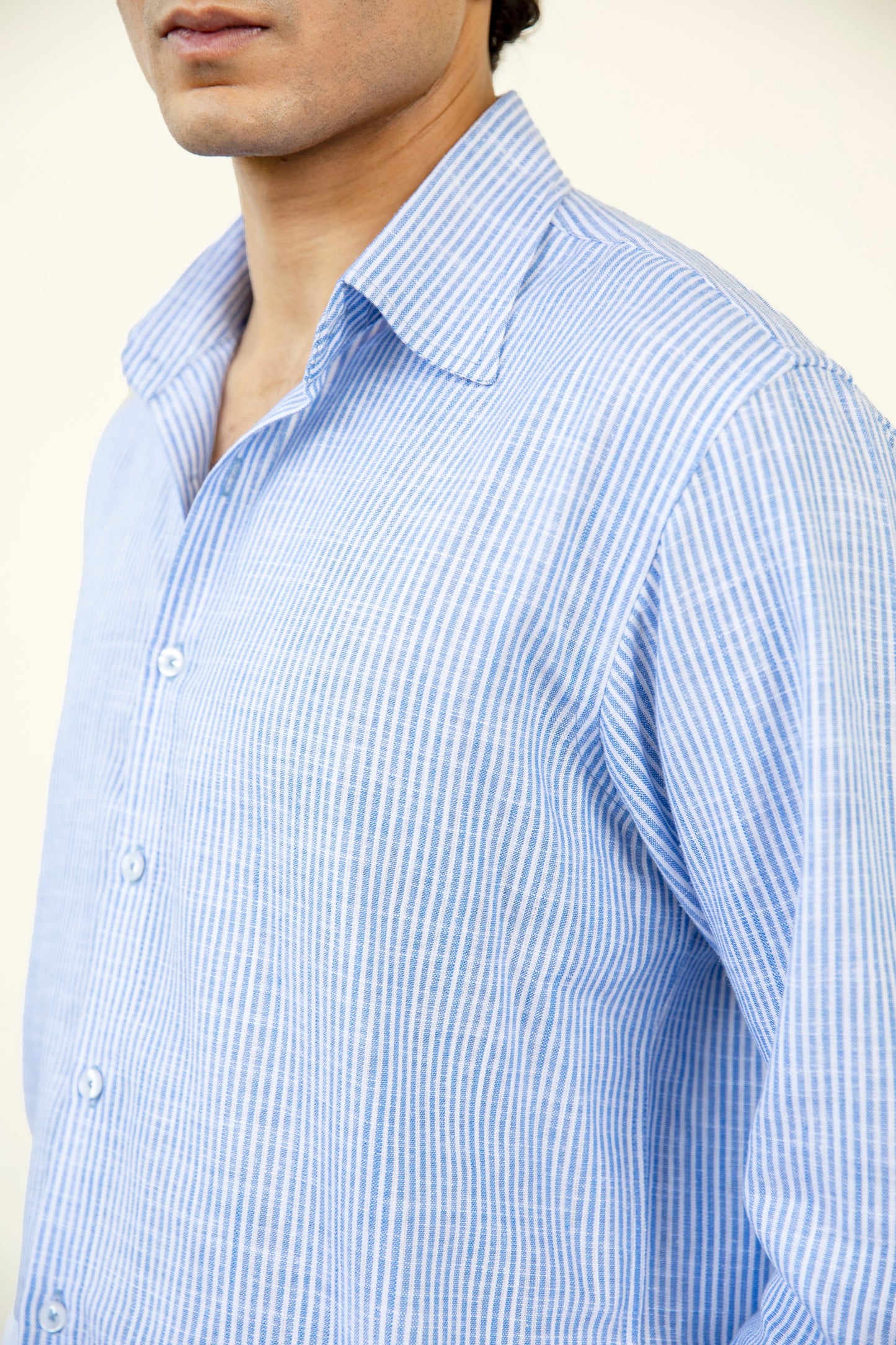 Sky Blue Stripes Linen Shirt