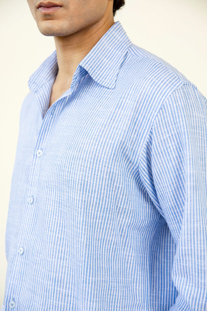 Sky Blue Stripes Linen Shirt