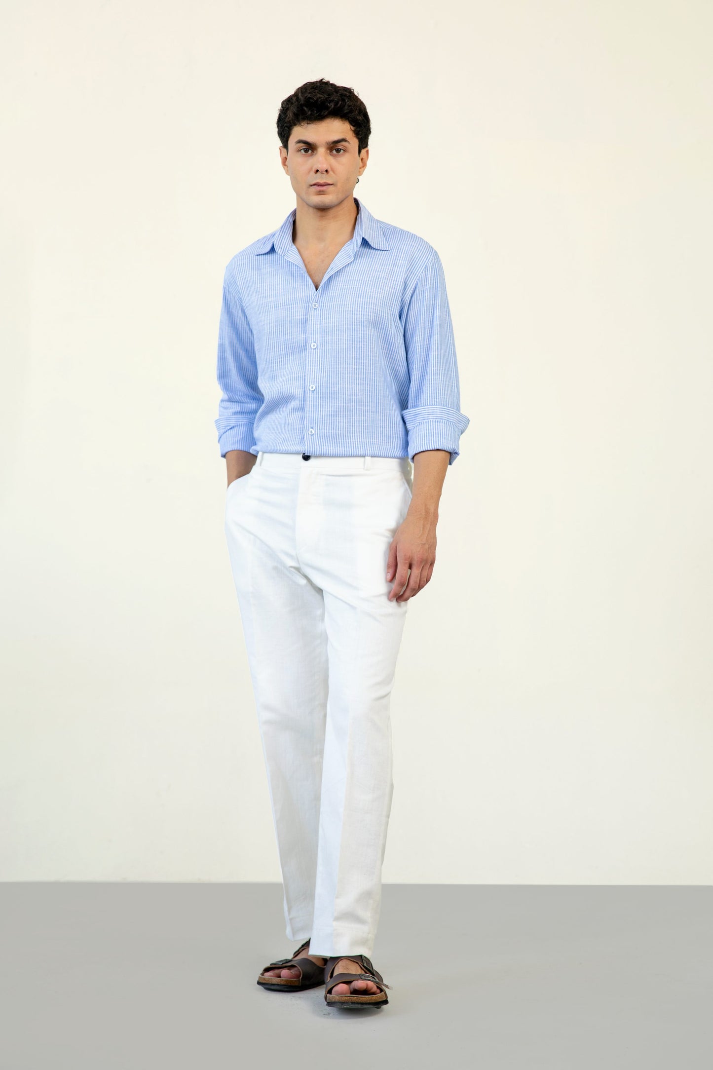 Sky Blue Stripes Linen Shirt
