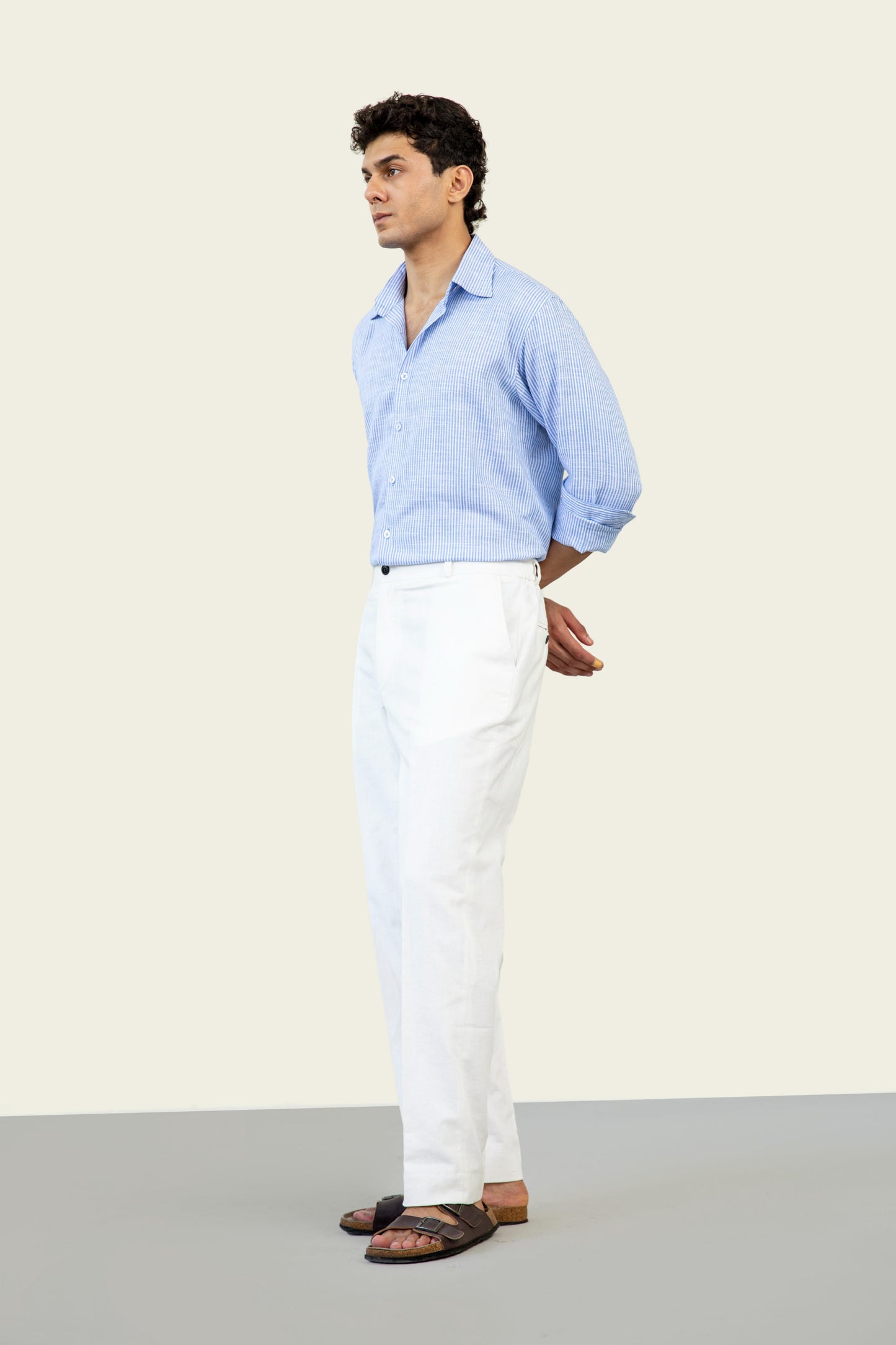 Sky Blue Stripes Linen Shirt
