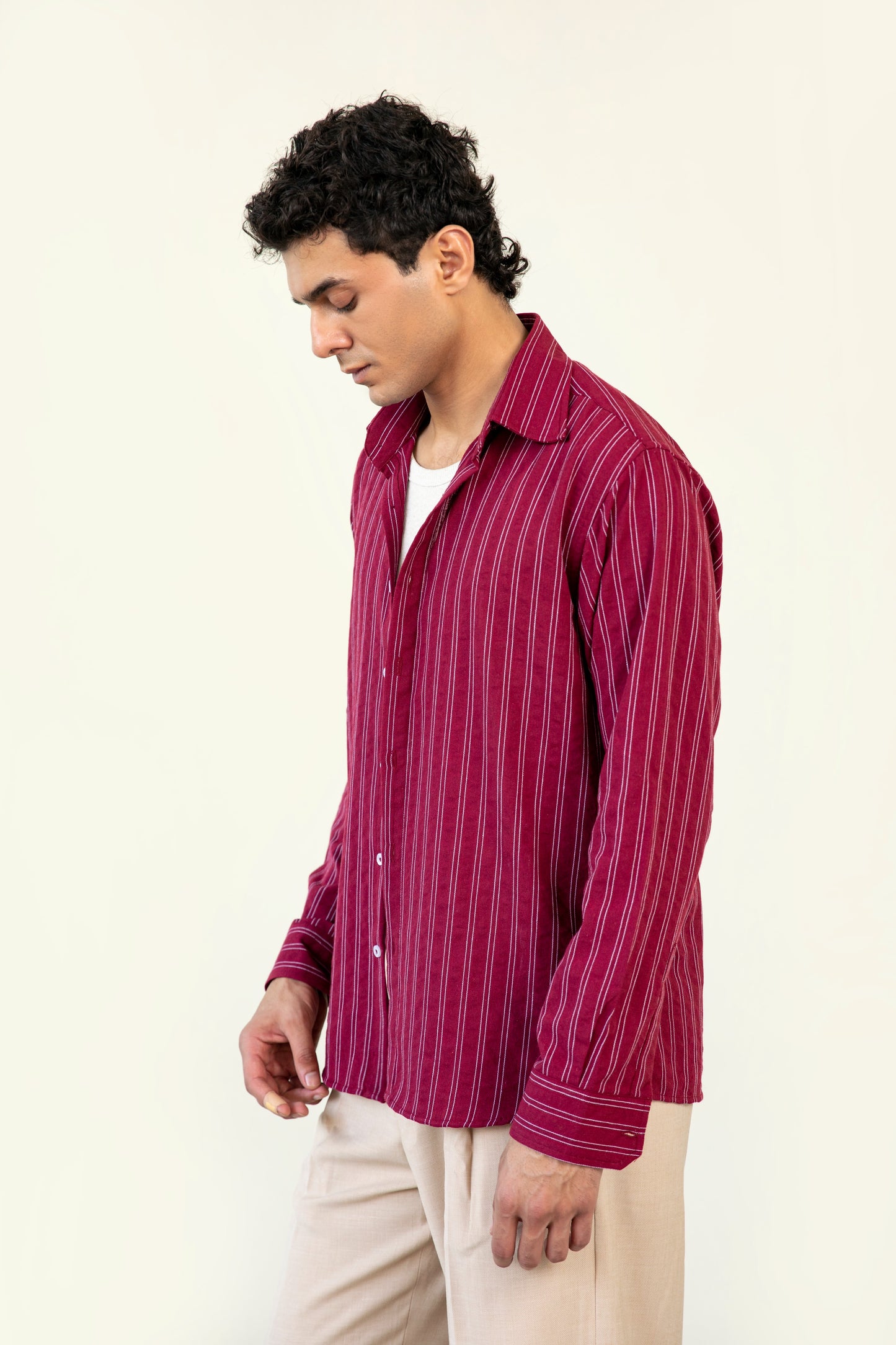 Striped Linen Blended Shirt