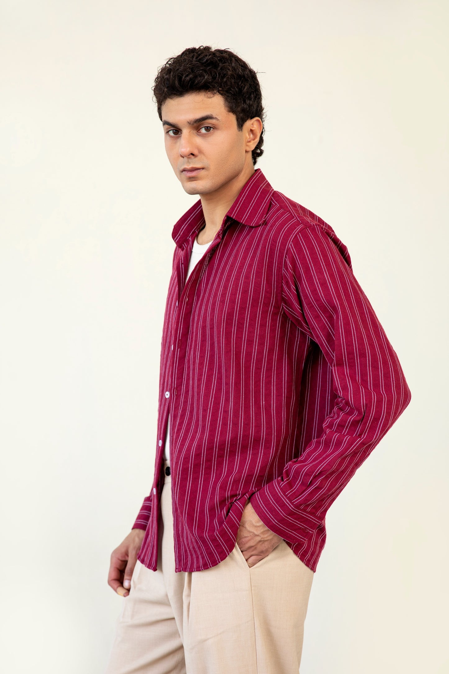 Striped Linen Blended Shirt