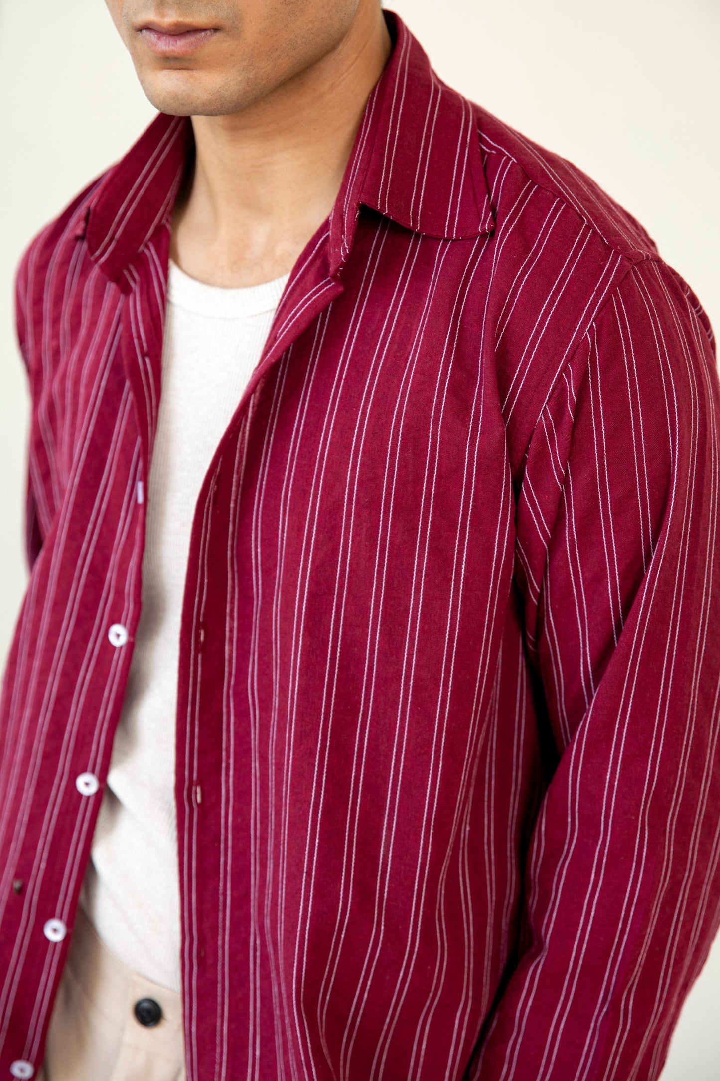Striped Linen Blended Shirt