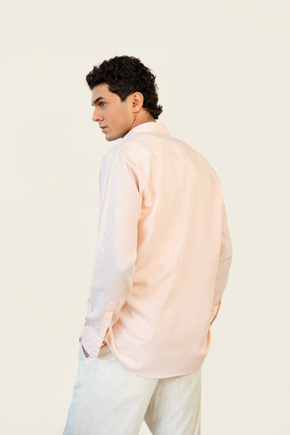 Soft Pink Linen Blended Shirt