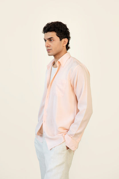 Soft Pink Linen Blended Shirt