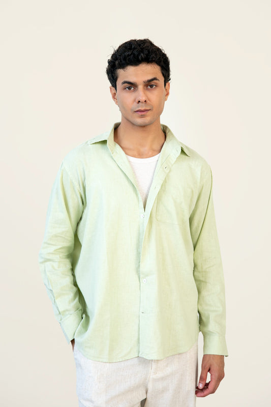 Lime Linen Blended Shirt