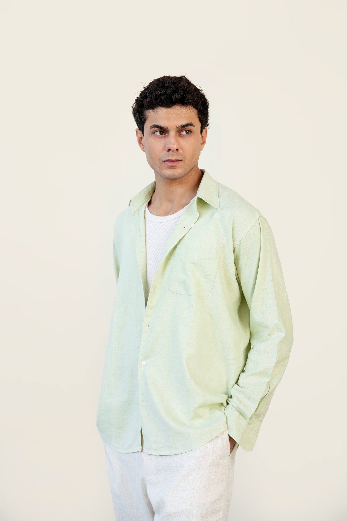 Lime Linen Blended Shirt