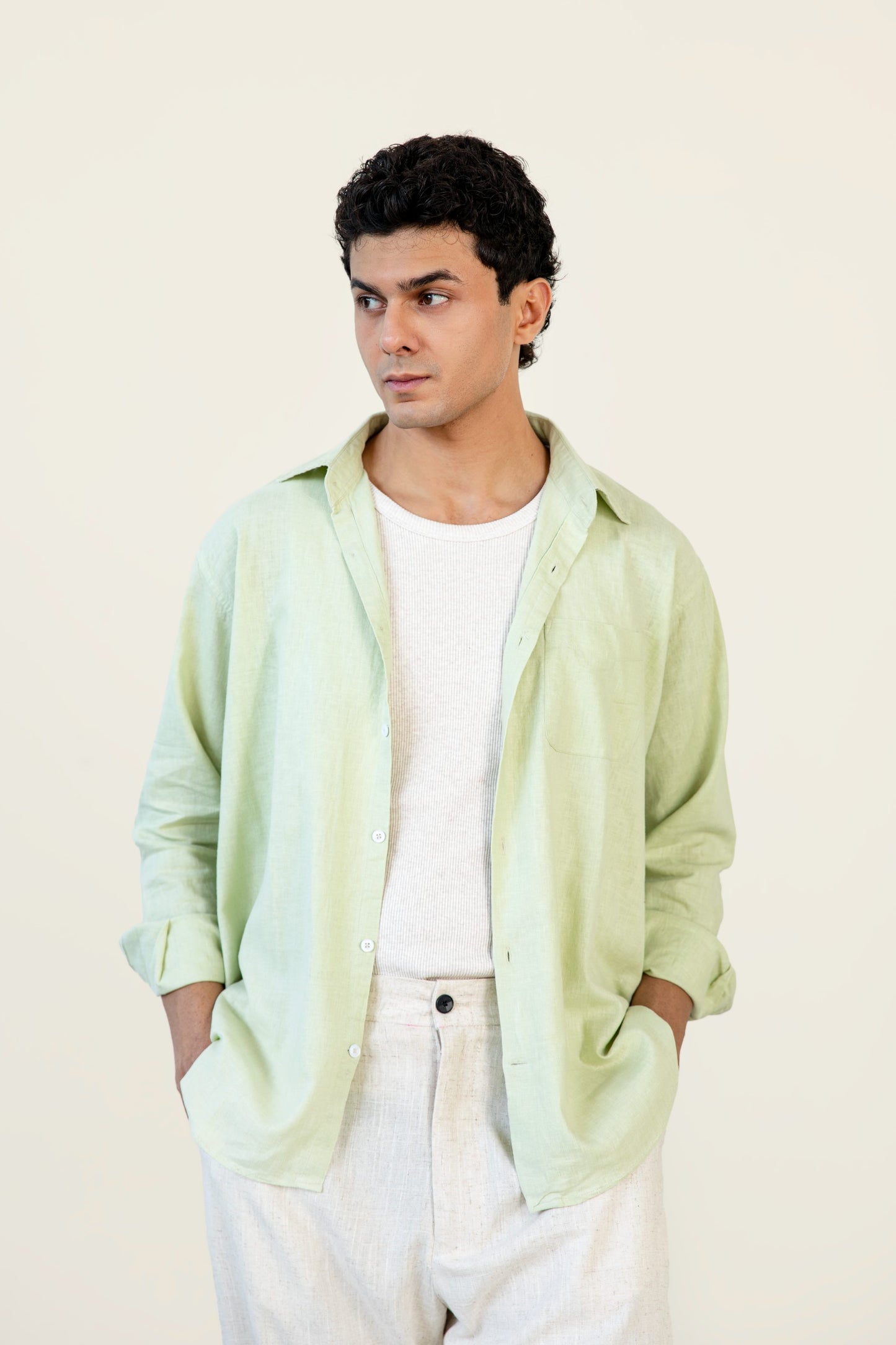 Lime Linen Blended Shirt
