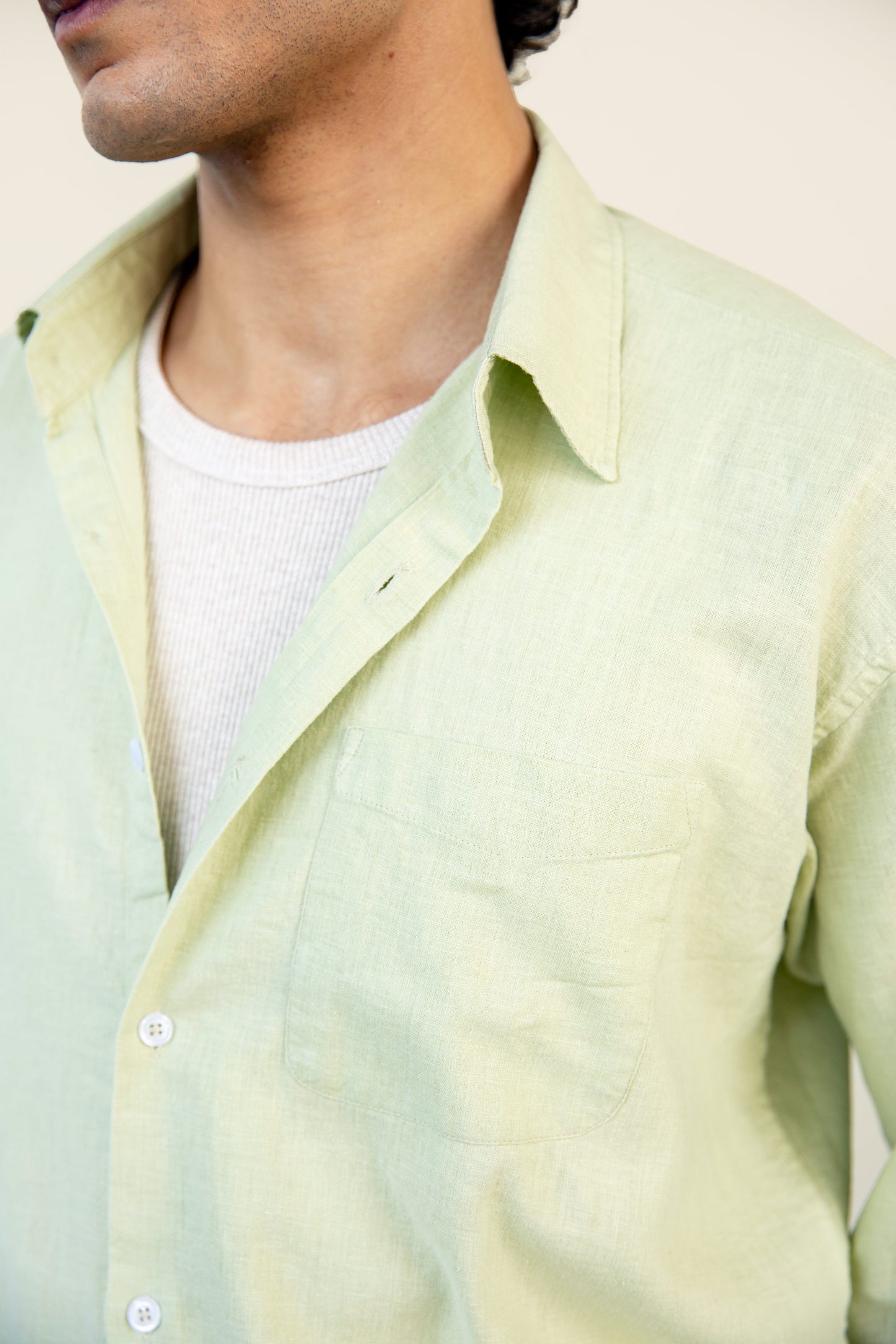 Lime Linen Blended Shirt