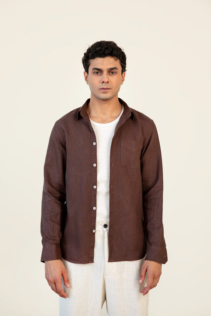 Dark Brown Linen Shirt