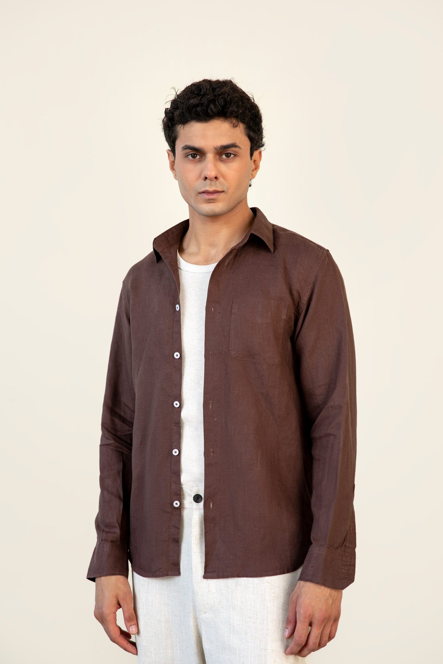 Dark Brown Linen Shirt