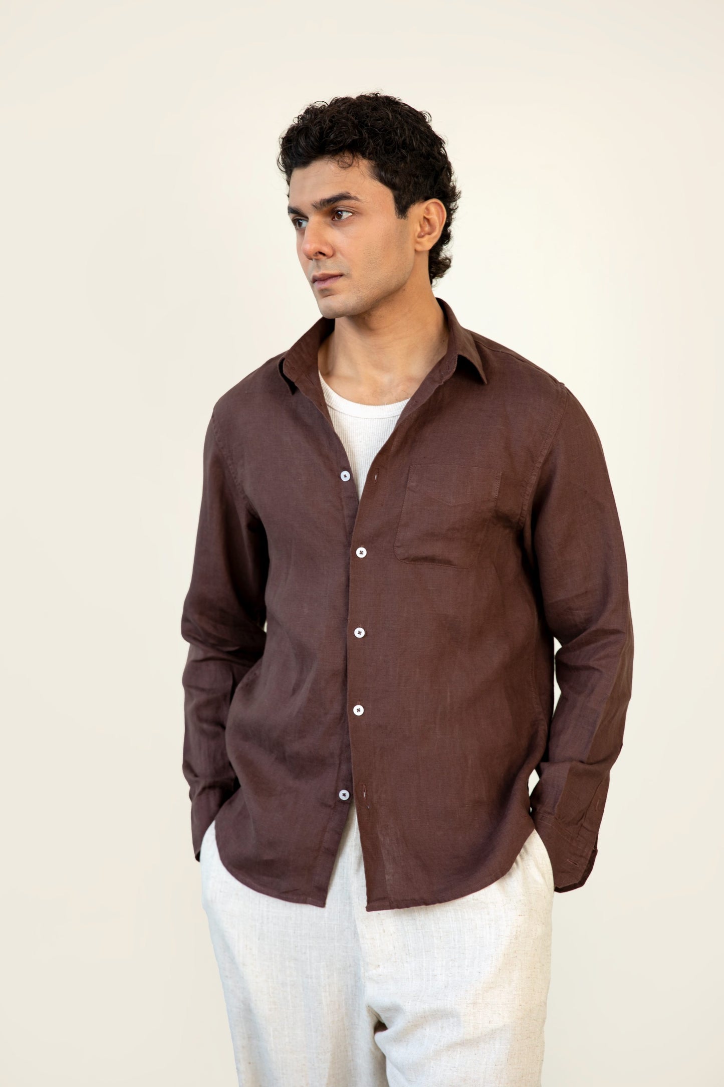 Dark Brown Linen Shirt
