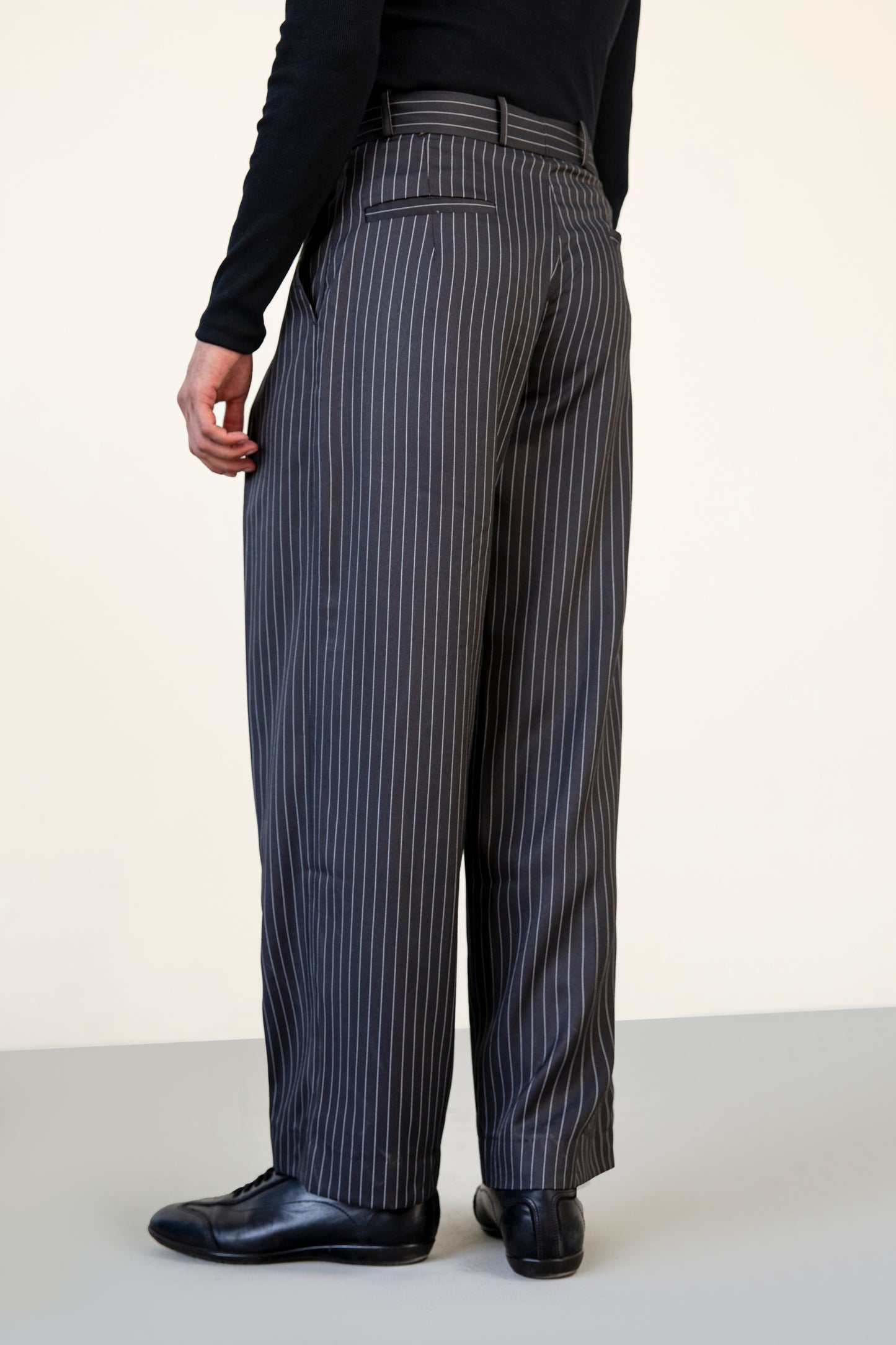 Black Stripe Pleated Pants