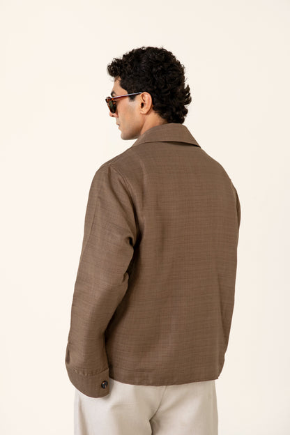 Brown Linen Blended Shaket