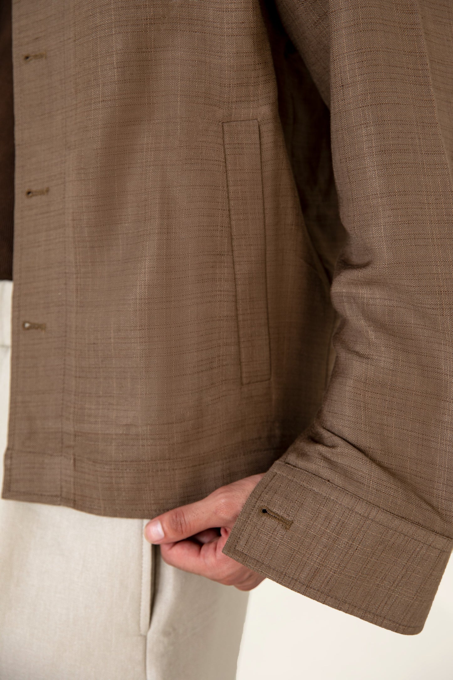 Brown Linen Blended Shaket