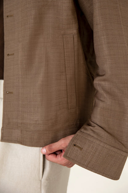Brown Linen Blended Shaket