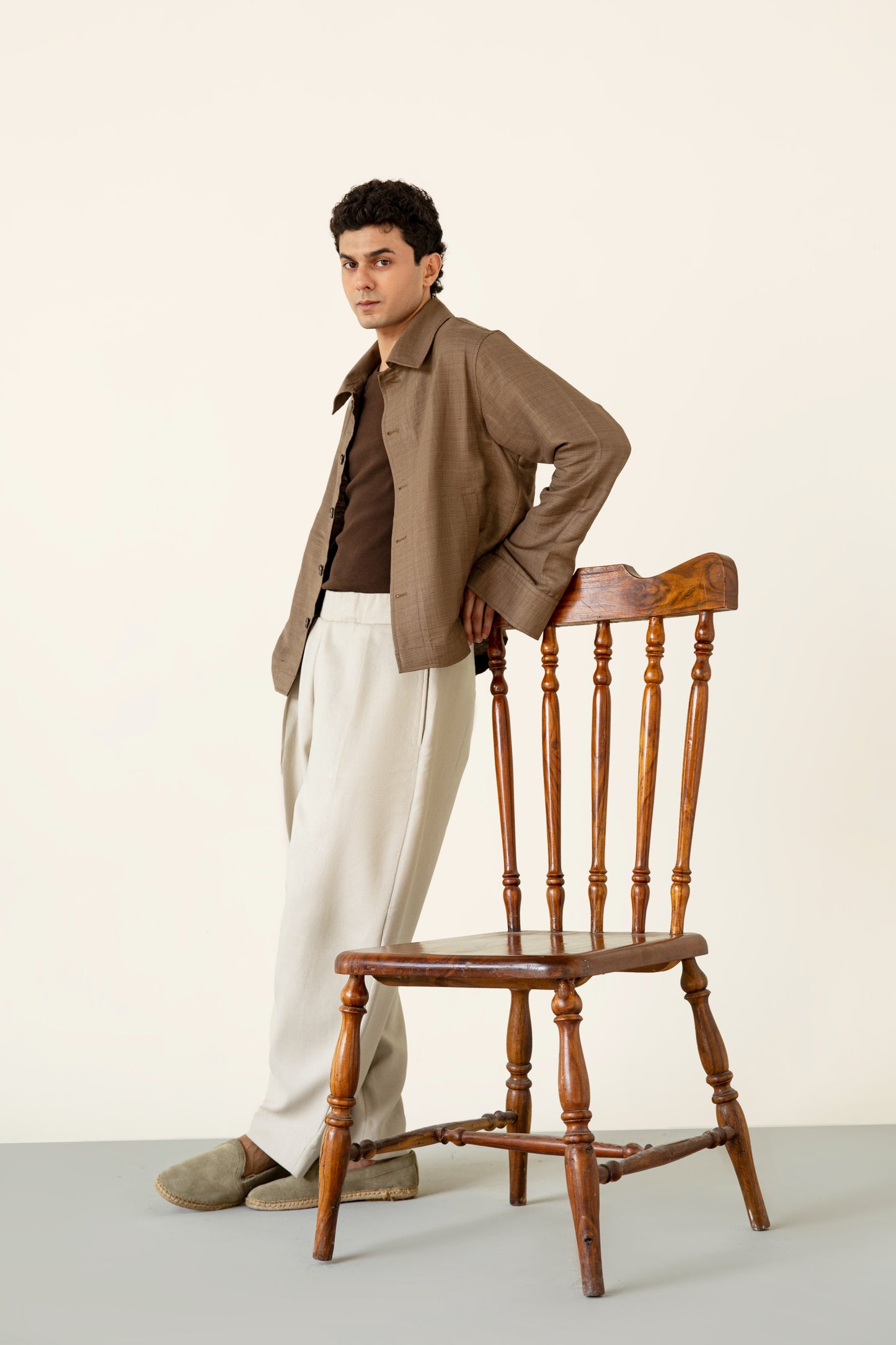 Brown Linen Blended Shaket