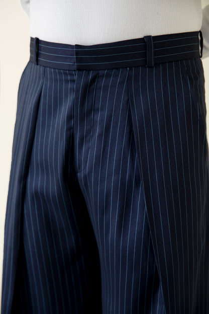 Navy Stripe Pleated Pants