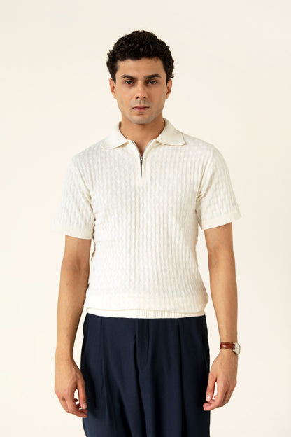 Knitted Zip Up Polo