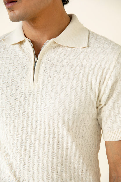 Knitted Zip Up Polo