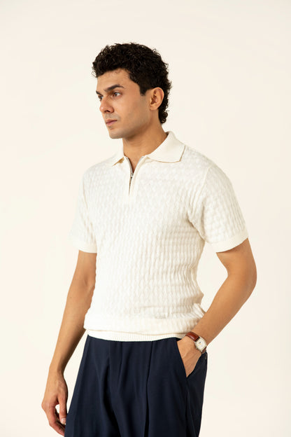 Knitted Zip Up Polo