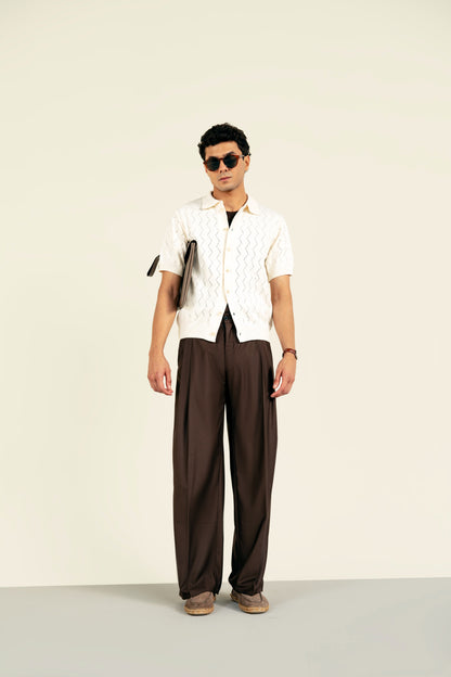 Beige Zig Zag Knitted Shirt