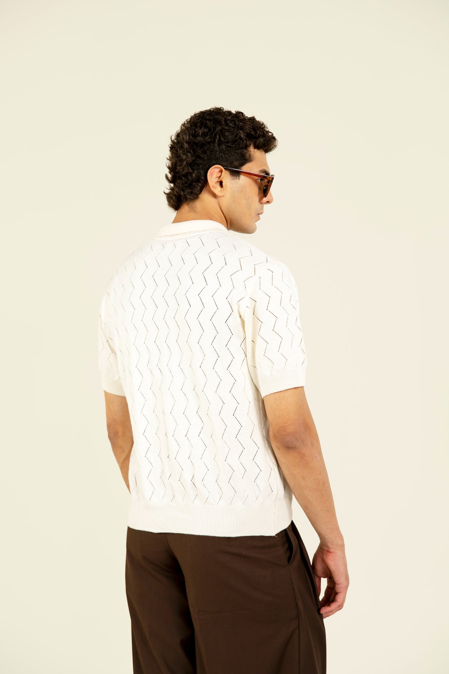 Beige Zig Zag Knitted Shirt