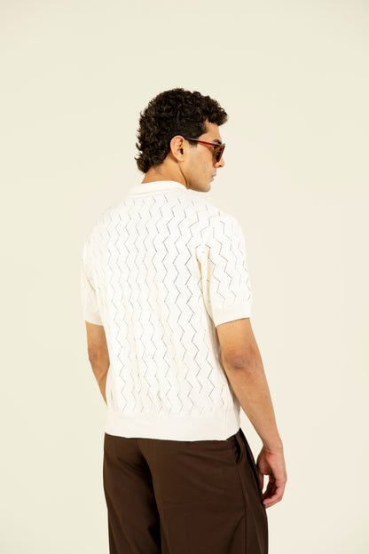 Beige Zig Zag Knitted Shirt