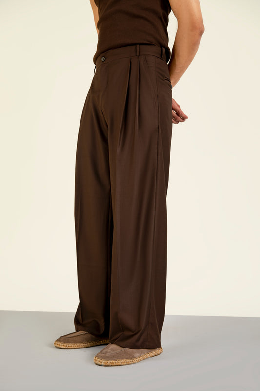 Brown Pleated Pants