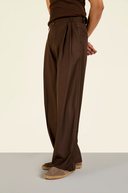 Brown Pleated Pants