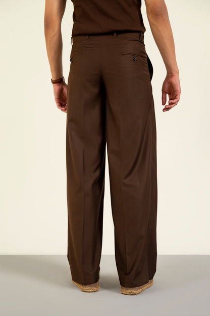 Brown Pleated Pants