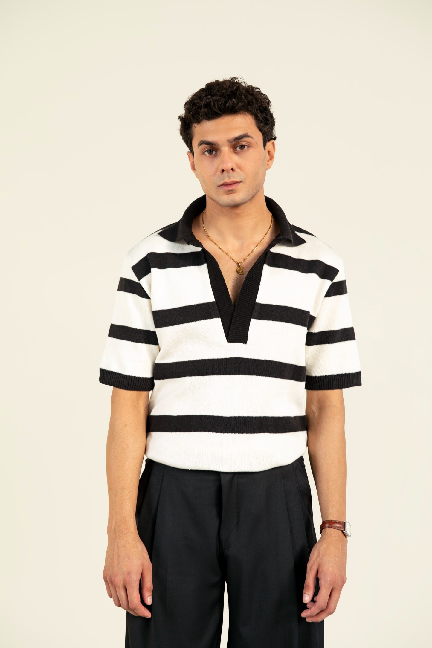 Striped Knitted Polo