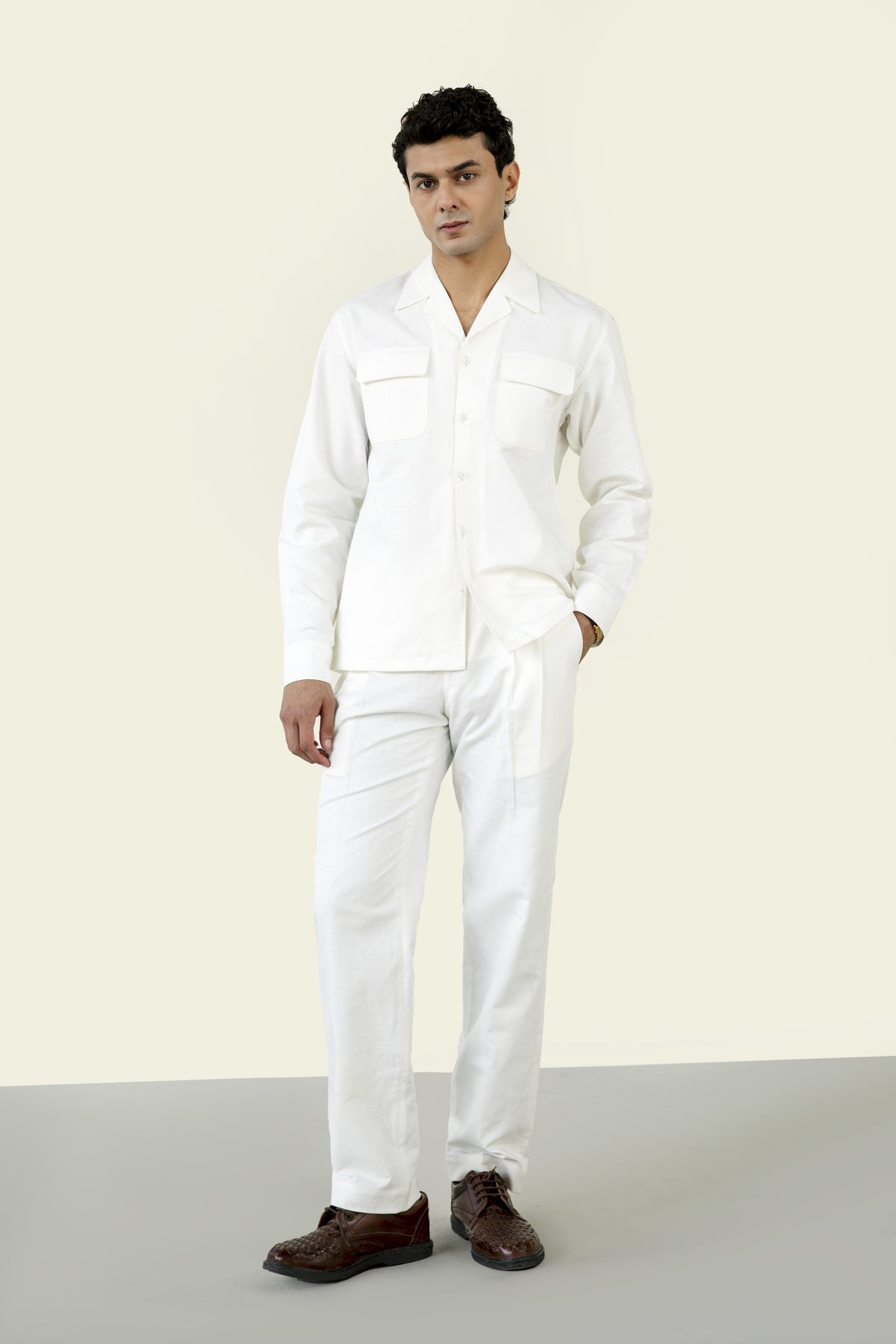 White italiano Linen Shirt