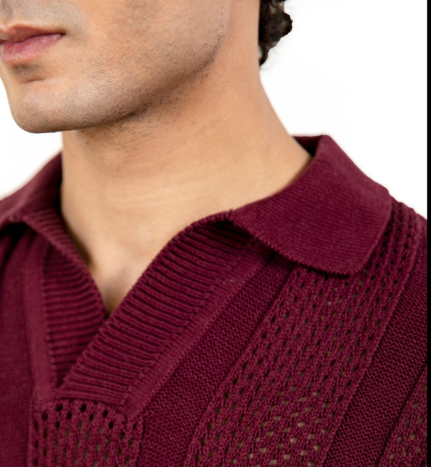 Burgundy Knitted Polo