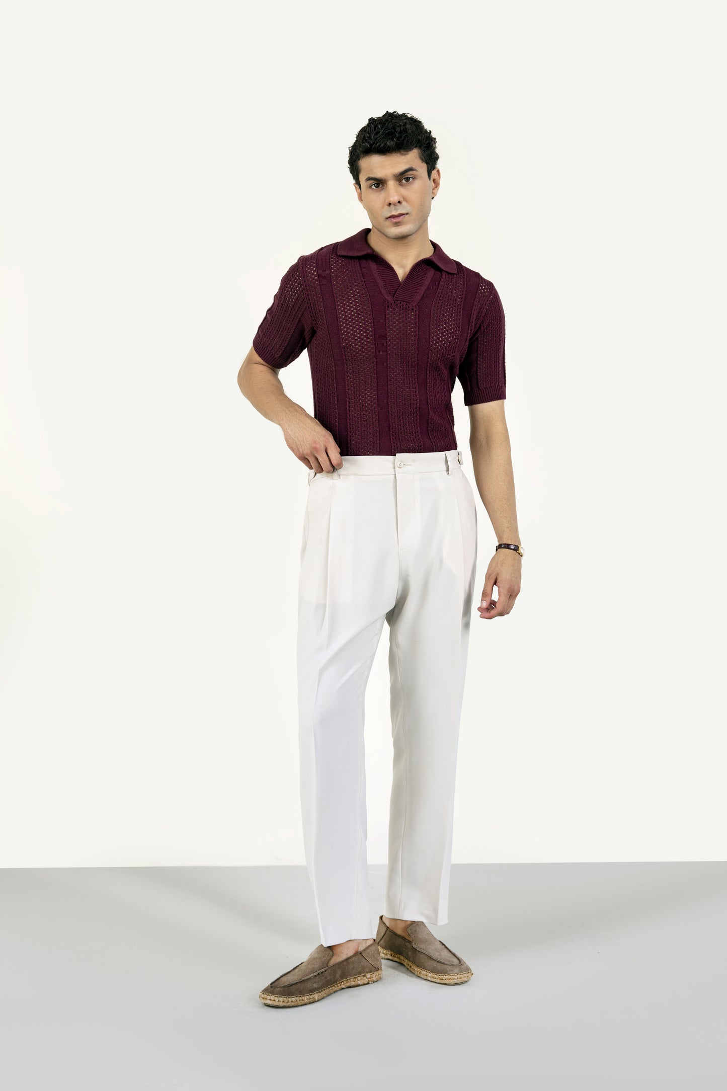 Burgundy Knitted Polo