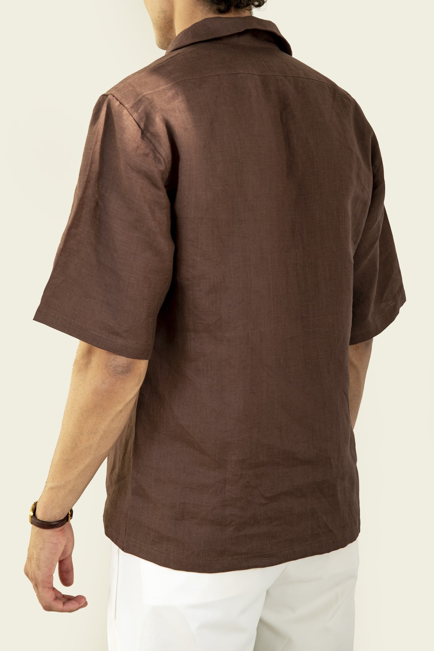 Brown Linen Polo Shirt