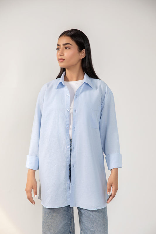 Sea Blue Relaxed Fit Linen Shirt