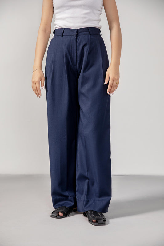 Navy Blue Premium Pleated Pants