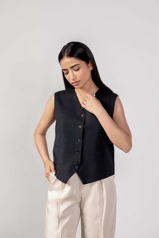 Casual linen blended Waist Coat