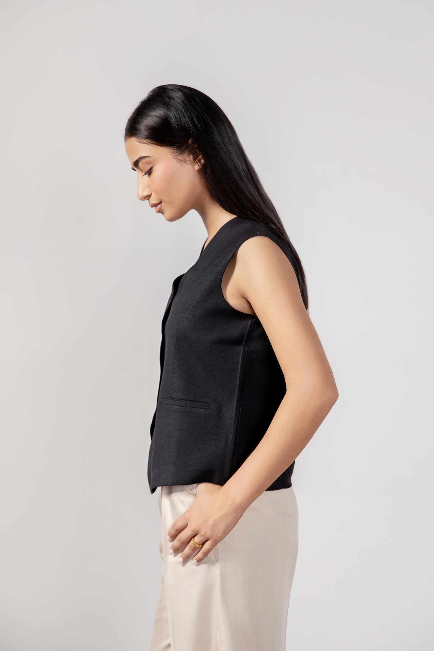 Casual linen blended Waist Coat