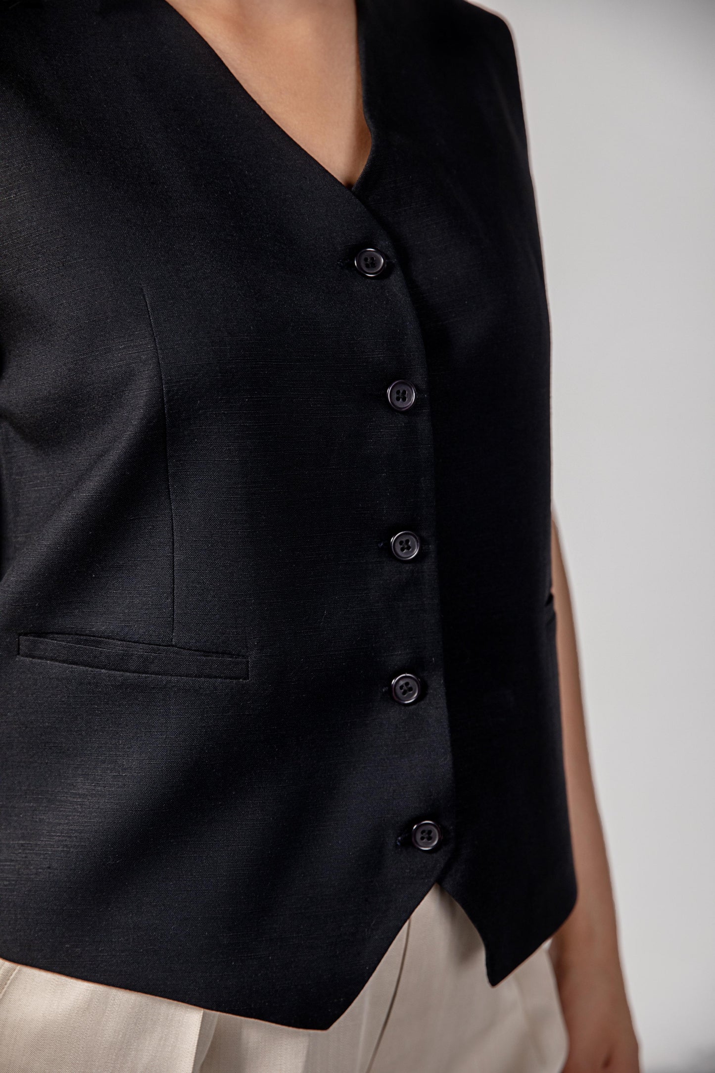 Casual linen blended Waist Coat