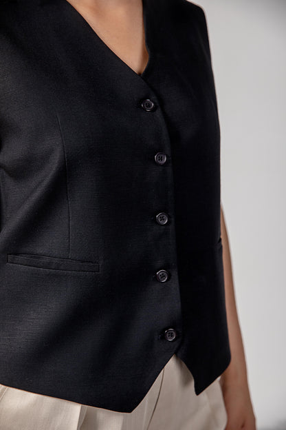 Casual linen blended Waist Coat